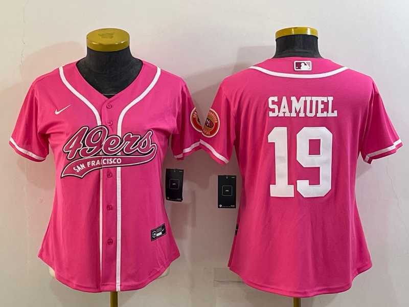 Women%27s San Francisco 49ers #19 Deebo Samuel Pink With Patch Cool Base Stitched Baseball Jersey